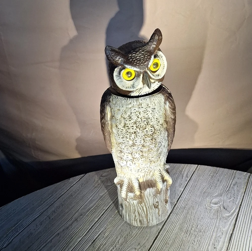 Owl Decoy Scarecrow Plastic Bobble Head Cream and Brown Dalen Products - Picture 3 of 11